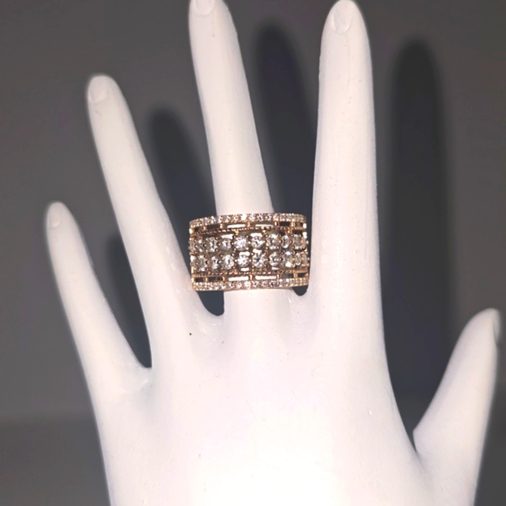 ✅14K ROSE GOLD DIAMOND MULTI-ROW ANNIVERSARY ETERNITY WEDDING BAND, 1.54ct, SZ 7
